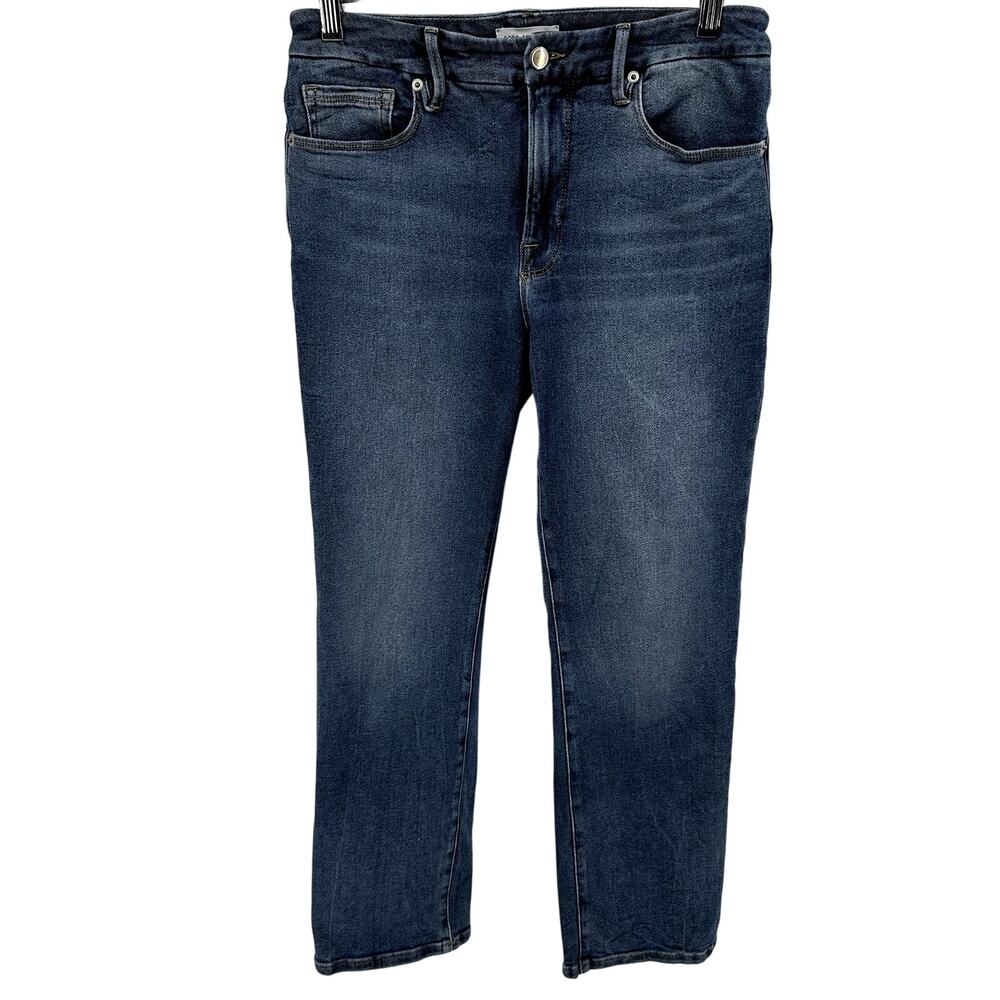 Good American Good Legs Straight Jeans High Waisted Stretch Denim Blue 524 6/28